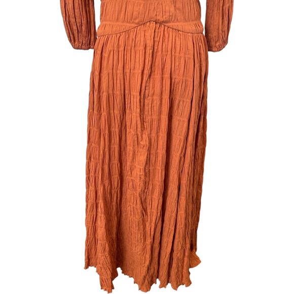 CULT GAIA Willow Ruched Panelled Cotton Blend Dress In Spice Size M - Picture 12 of 14